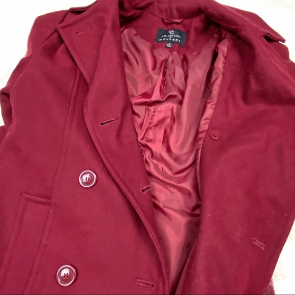 GC Gallery Collection Red Classic Wool Double Breasted Peacoat Vtg Button Front - Picture 9 of 16